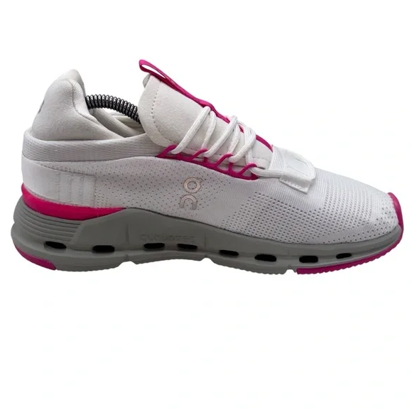 Running shoes White and Pink Sneakers with Streamlined Design Sz 38 - Picture 7 of 13